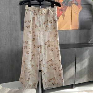 House of Harlow 1960 Beige and Brown Floral wide leg Pants 2